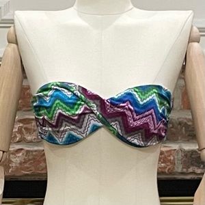 L*Space blue and green chevron bikini top / XS/ Excellent condition